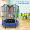 KINETIC SPORTS Kinder Trampolin Jumper 140 cm - Inklusive Gummiseil Federung, Sicherheitsnetz mit ReiÃverschluss, Rahmenpolster, Schutz Bodennetz - Indoor Kindertrampolin Spielzeug – Bild 3