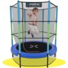 KINETIC SPORTS Kinder Trampolin Jumper 140 cm - Inklusive Gummiseil Federung, Sicherheitsnetz mit ReiÃverschluss, Rahmenpolster, Schutz Bodennetz - Indoor Kindertrampolin Spielzeug
