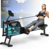 Neezee RudergerÃ¤t fÃ¼r zuhause, RudergerÃ¤t Wasser mit Professioneller Bluetooth-Monitor und Tablet-Halterung, Max 150kg Belastbar, Vertikale Lagerung, TransportrÃ¤der fÃ¼r Einfache Bewegung