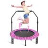 Trampolin Kinder Indoor Outdoor Ã91cm, Mini Trampolin Jumping Fitness Trampolins Faltbar Gartentrampolin mit Griff und Sicherheitspolster, Kindertrampolin fÃ¼r Jungen MÃ¤dchen ab 3 Jahre